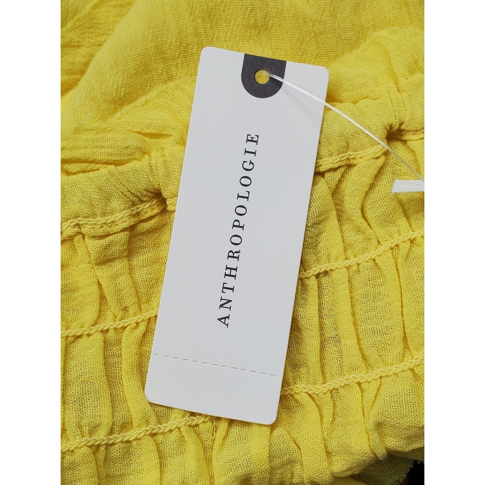 Anthropologie Women Shorts L Yellow Smocked Pull On NWt - Picture 8 of 13